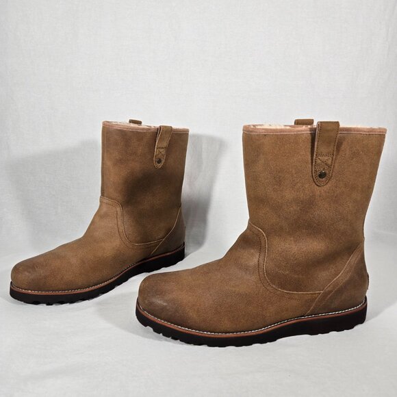 UGG Australia STONEMAN Sheepskin Stout Leather Waterproof Boots Men's US Size 15 - Picture 3 of 17